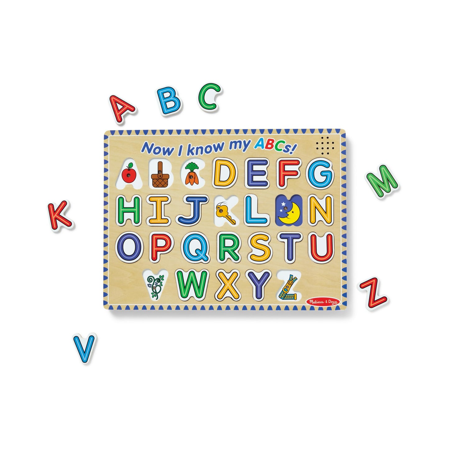 Melissa & Doug Wooden Alphabet Sound Puzzle - Wooden Puzzle with Sound Effects (26 pcs) - FSC Certified