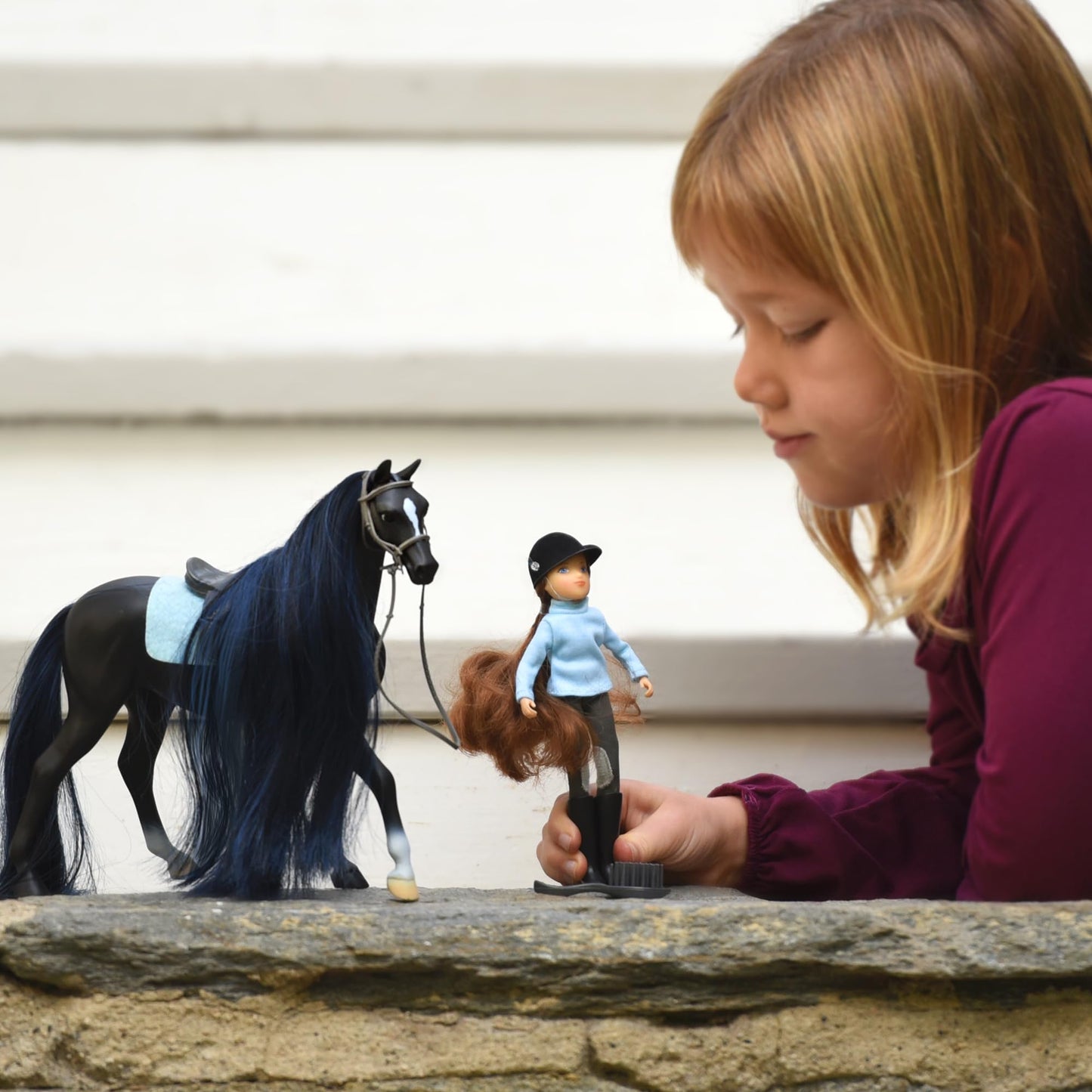 Breyer Freedom Series Horse & English Rider Set - Jet & Charlotte - 9.75" x 7" Black Toy Figure, 1:12 Scale, Model #61145