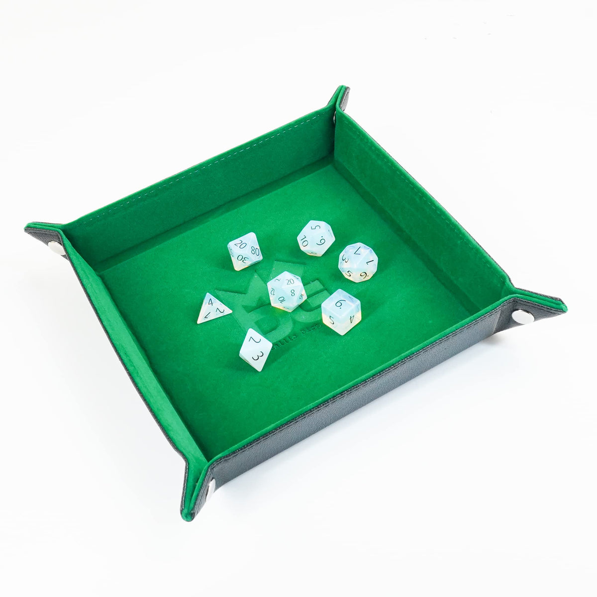 FanRoll Fold Up Velvet Dice Tray w/PU Leather Backing: Green, Role Playing Game Dice Accessories for Dungeons and Dragons