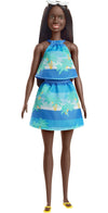 Barbie Loves The Ocean Doll with Brown Hair Weariing Tropical Print Dress & Accessories, Fashion Doll & Clothes Made from Recycled Plastics