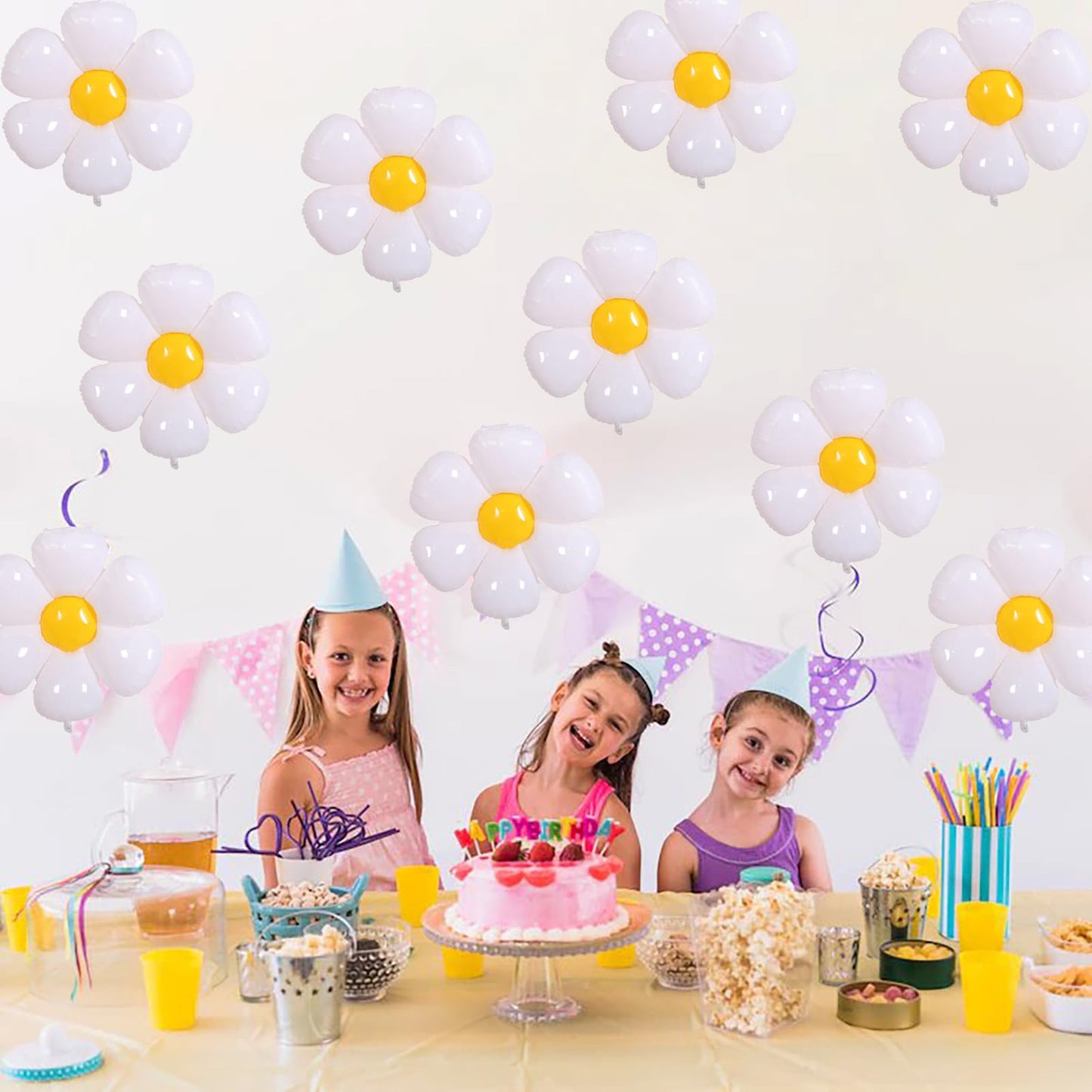 BIEUFBJI 20 Pieces Daisy Balloons, Daisy Balloons, for Daisy Birthday Decorations, Baby Shower, Wedding, Baby Shower