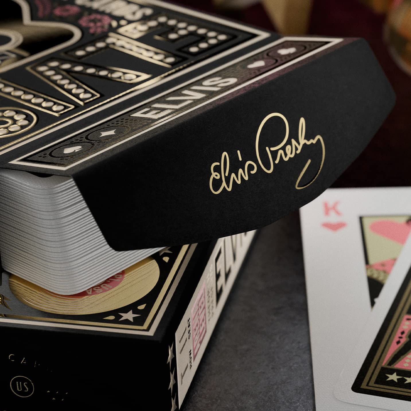 theory11 Elvis Playing Cards, Gold/Pink