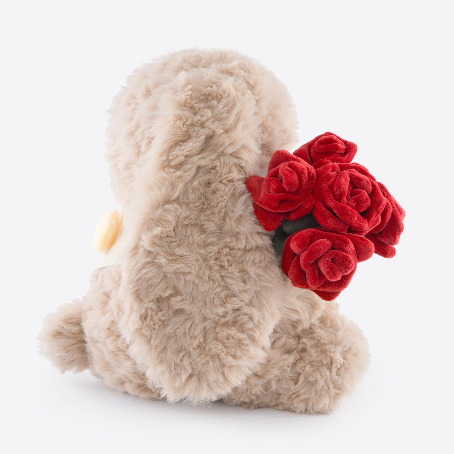 11.4" Adorable Bunny Plush Stuffed Animal - Hugging Rose Bouquet, Ultra-Soft Cuddly Toy, for Girls, Kids, Valentine's Day (Brown/Red)-A Surprise That