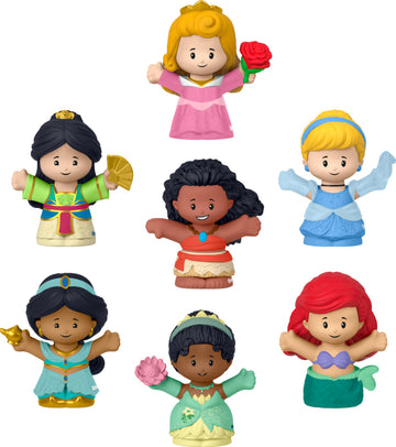 Fisher-Price Little People Disney Princess Toys, Set of 7 Character Figures for Toddler and Preschool Pretend Play