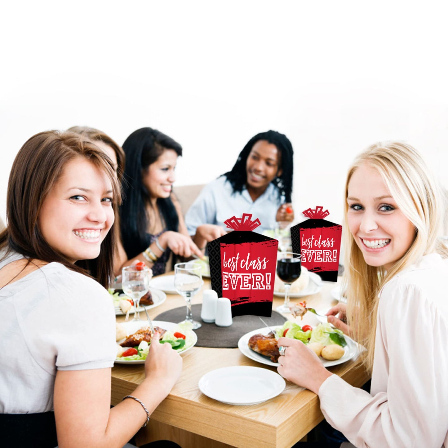 Big Dot of Happiness Reunited Red - Table Decorations - School Class Reunion Party Fold and Flare Centerpieces - 10 Count