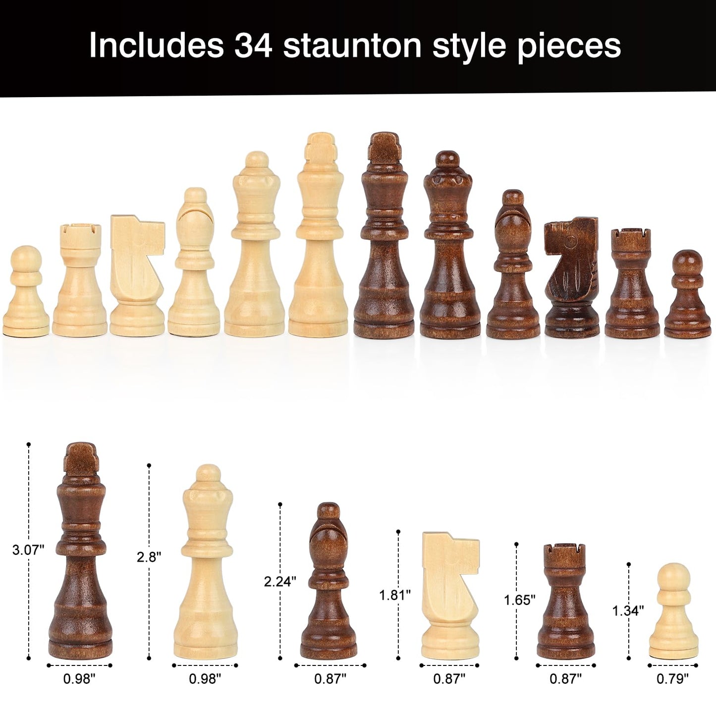 LEAP Wooden Chess and Checker Sets - 15" Walnut & Maple Folding Chess Board with 2 Extra Queens | Chess Board Set | Wooden Chess Sets for Adults