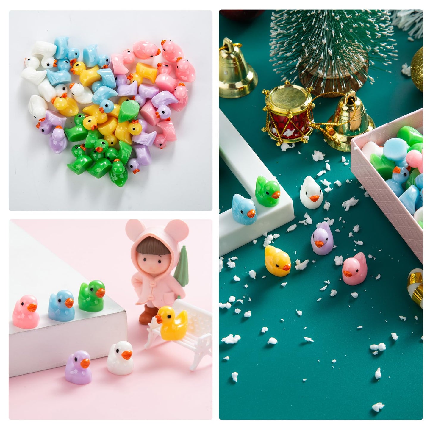 150 Pieces Mini Resin Duck Miniature Figures Micro Fairy Garden Landscape Aquarium Dollhouse Ornament Potted Plants Decoration DIY Slime Charms
