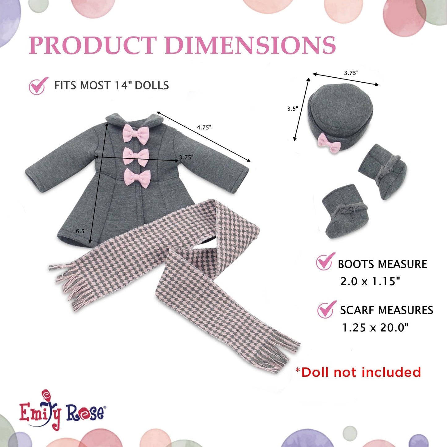 Emily Rose 14 Inch Doll Girl Scout Daisy Uniform 5-PC Playset | Officially Licensed by Girl Scouts of the USA | American Brand - Gift Boxed | Doll NOT