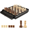 VAMSLOVE Wooden Chess Checkers Game Set 15.5" Large Size Board w/Storage Drawers, Weighted Chess Pieces - 2 Extra Queens 3" King, Gift for Birthday