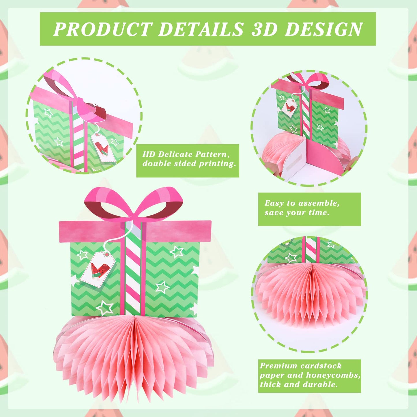 Watermelon Party Decorations,One in a Melon Party Decorations Watermelon Honeycomb Centerpieces, Watermelon 1st Birthday Decor for Summer Fruit