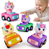 iPlay, iLearn Press to Go Unicorn Car Toys for Toddler 1-3, Baby Animal Racing Cars, Infant Girl Push Go Friction Toy, Kids Play Vehicle for 12 18 24