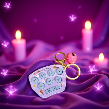 Jowxsx Purple Mini Game Keychain, LED Electronic Mini Hamster Memory Game Keychain with Bells, “Guess-Where I Am Fidget for Kids Adult Handheld Games