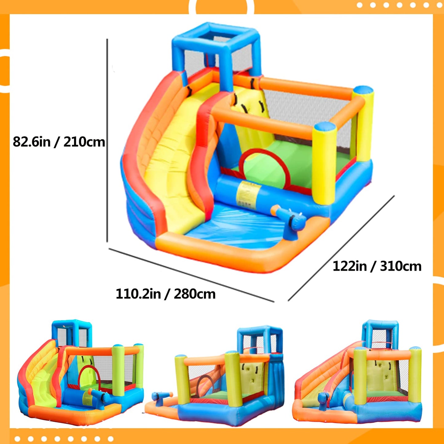 Doctor Dolphin Bounce House for Kids, Inflatable Water Slide, Indoor Bouncy House with Waterslide, Kids Bouncy Castle with Slide, Jump House Water
