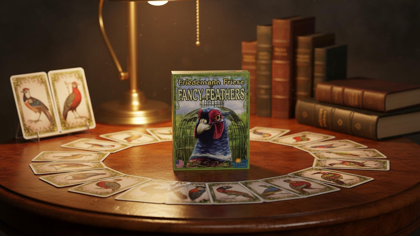 Rio Grande Games Fancy Feathers Card Game for Family Game Night, 2 to 6 Players, Ages 8 and Up, 15 to 30 Minute Quick Board Games