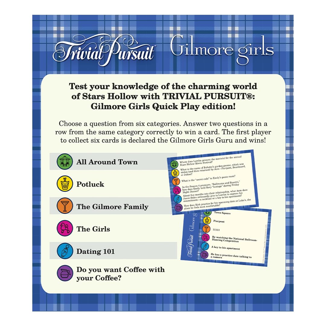 Trivial Pursuit: Gilmore Girls, Quick Play Edition Trivia Game, Test Your Knowledge of Stars Hollow with 600 Questions in 6 Categories, Officially