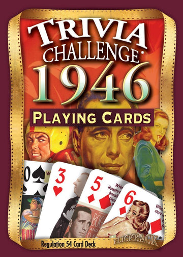 Flickback 80th Birthday Trivia Cards - 1946 Deck - Gift for Men or Women Born in 1946 - Fun 80th Birthday Game, Vintage 1946 Playing Cards with Trivia