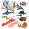 Volnau Sea Creature Toys 9PCS Pacific Ocean Animal Figurines Shark Fish for Toddlers Kids Christmas Decoration Gift Plastic Preschool Pack and Bath