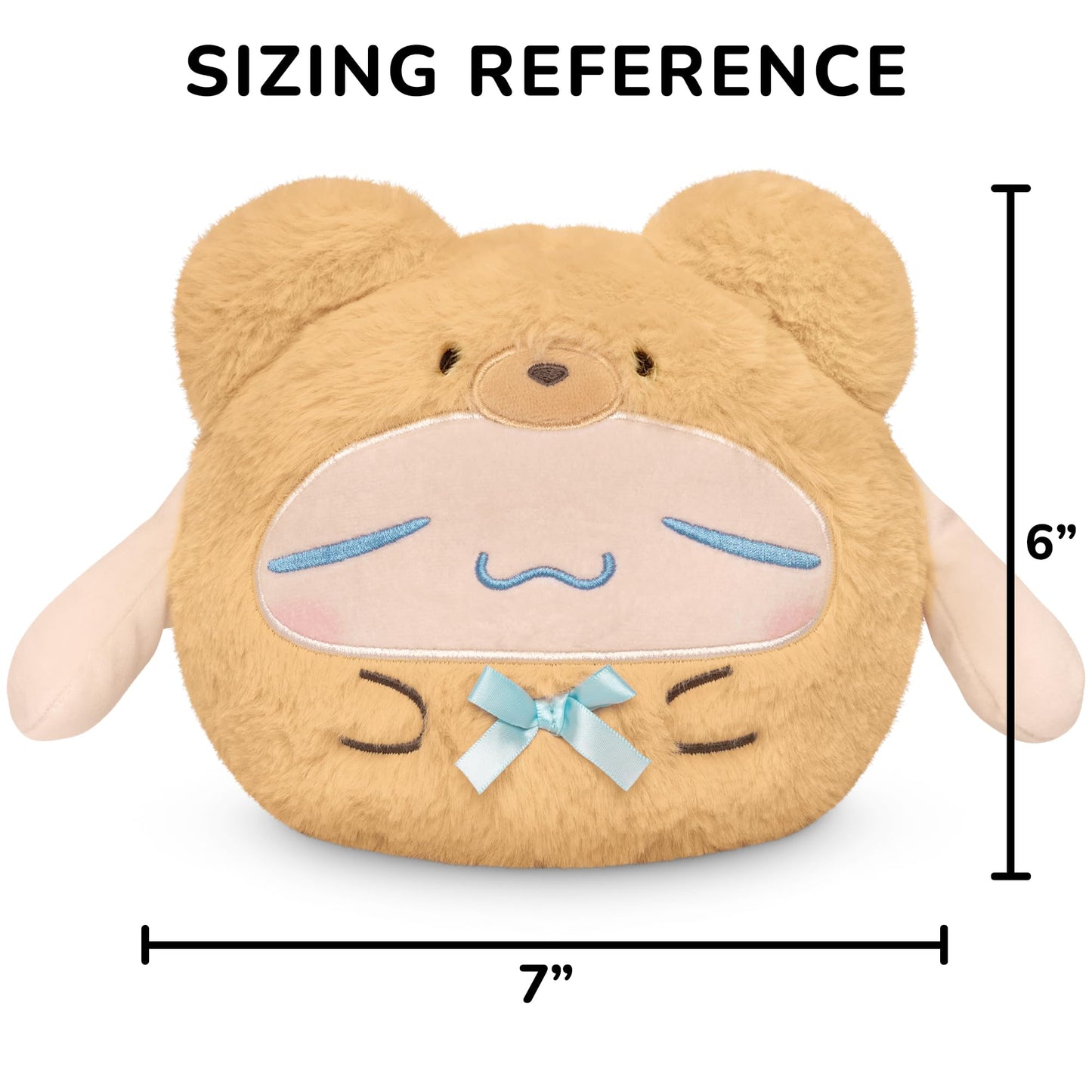TeeTurtle Reversible Sanrio Cinnamoroll Plushie 6-Inch Teddy Bear Two-Sided Flip Plush Toy with Embroidered Details - Cute Mini Collectible Plush