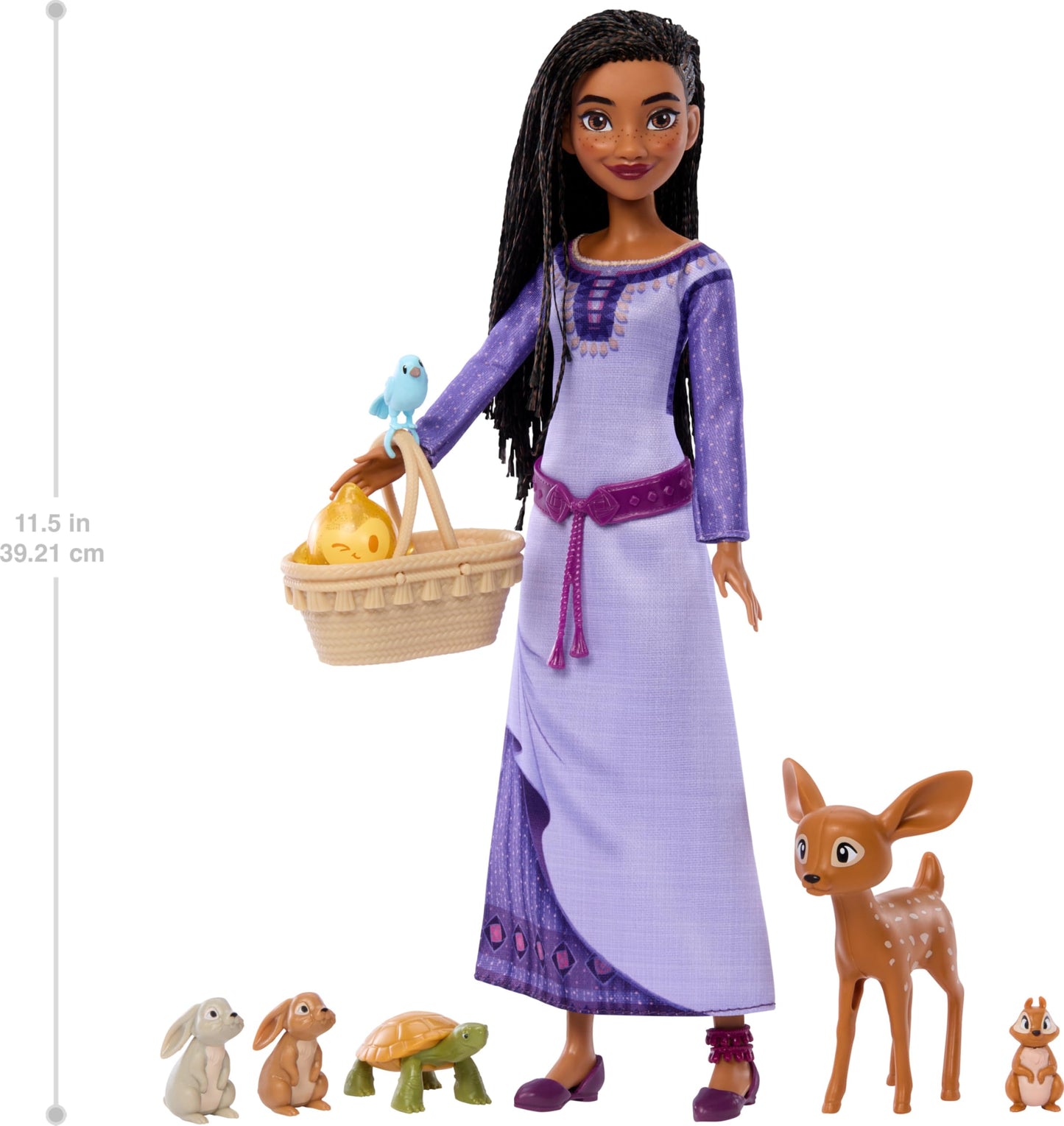 Mattel Disney Wish Toys & Accessories, Woodland Animals of Rosas Set with Asha Fashion Doll & 6 Surprises Including Animal Figures, Inspired by