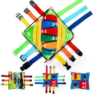 teytoy Sensory Buckle Pillow Toys for Toddlers,Travel Toys for Toddlers 1-3 Learning Fine Motor Skill & Problem Solving,Montessori Sensory Fidgets