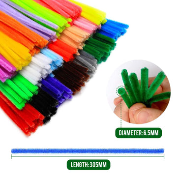 CRAFTUS 200Pcs Pipe Cleaners 20 Assorted Colors, 12 inch Long Fuzzy Craft Pipe Cleaners for DIY Art & Craft Supplies, Chenille Stems for Kids Creative