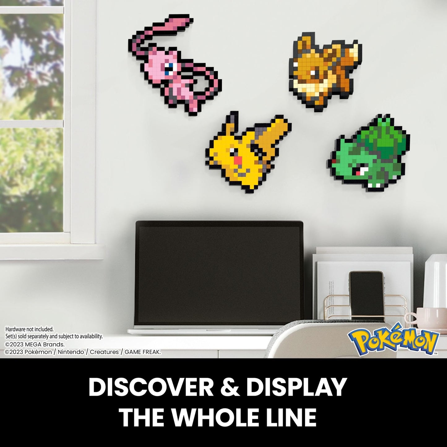 MEGA Pokemon Mew 434 Piece Building Set with 1 Pixelated Retro Action Figure for Wall or Table Decoration, HWR80