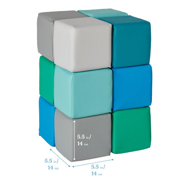 ECR4Kids SoftZone Patchwork Toddler Blocks, Foam Cubes, Contemporary, 12-Piece