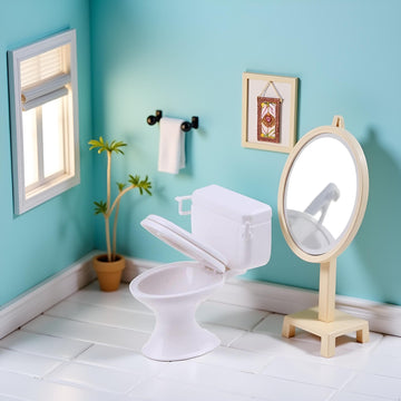 1:12 Scale White Plastic Miniature Toilet Model - Realistic Dollhouse Bathroom Accessories for DIY Mini House Decor, Mini Toilet Furniture