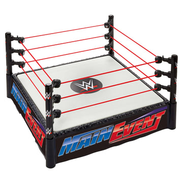 Mattel WWE Superstar Ring with Labels for Main Event & RAW, Spring-Loaded Mat & Pro Tension Elastic Ropes