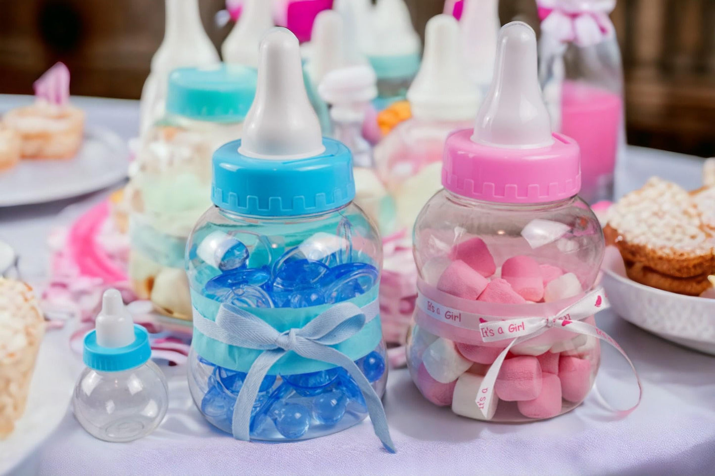 8.5" Jumbo Fillable Baby Shower Bank Plastic Decoration Centerpiece (Pink, 8.5")