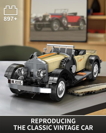 Mould King 10115 Classic Vintage Car Building Kit, Retro Car Building Blocks Sets, 1:16 Scale Convertible Sports Cars Display Model, Collectible Set