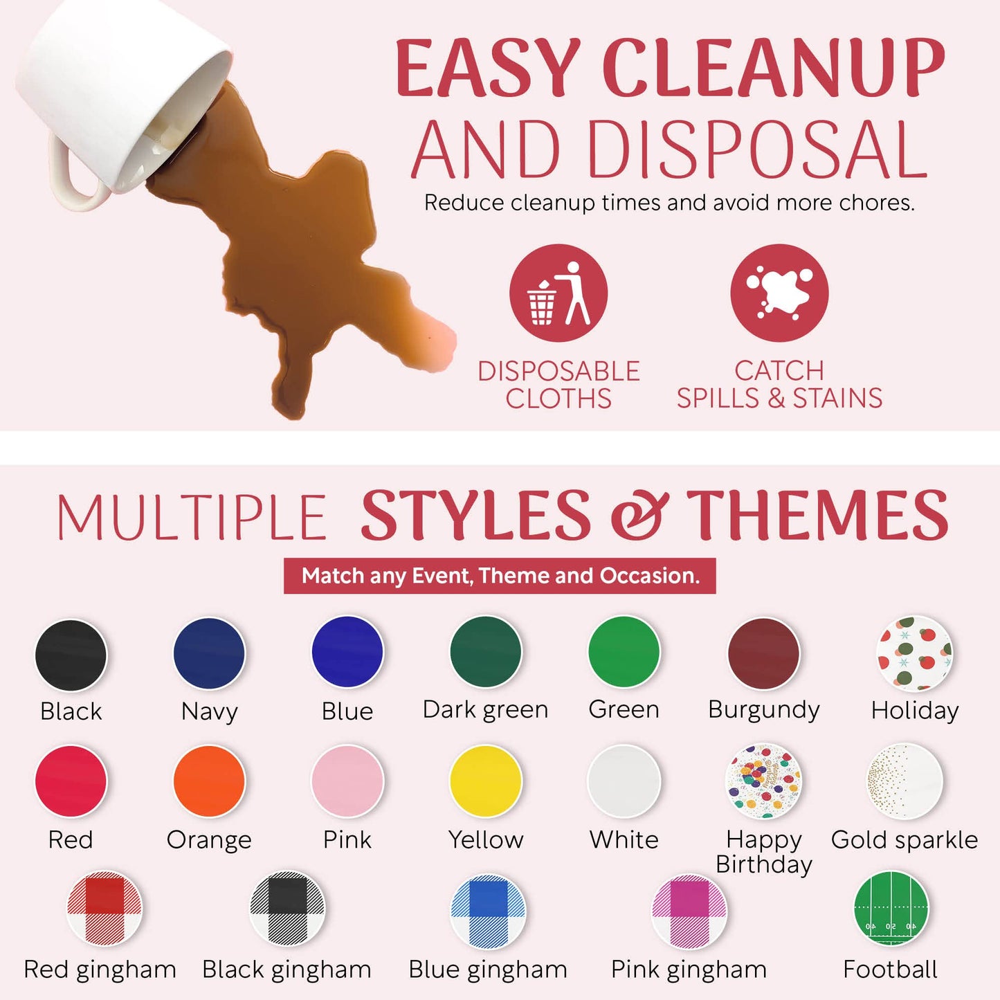 Grandipity Plastic Tablecloth Roll - 54in x 100 Ft. Happy Birthday Plastic Table Cloths Disposable with Cutter Box - Cut to Size Disposable Tablecloth