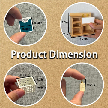 Miettebechio 1/12 Miniature Dollhouse Bathroom Set Sink Cabinet Furniture