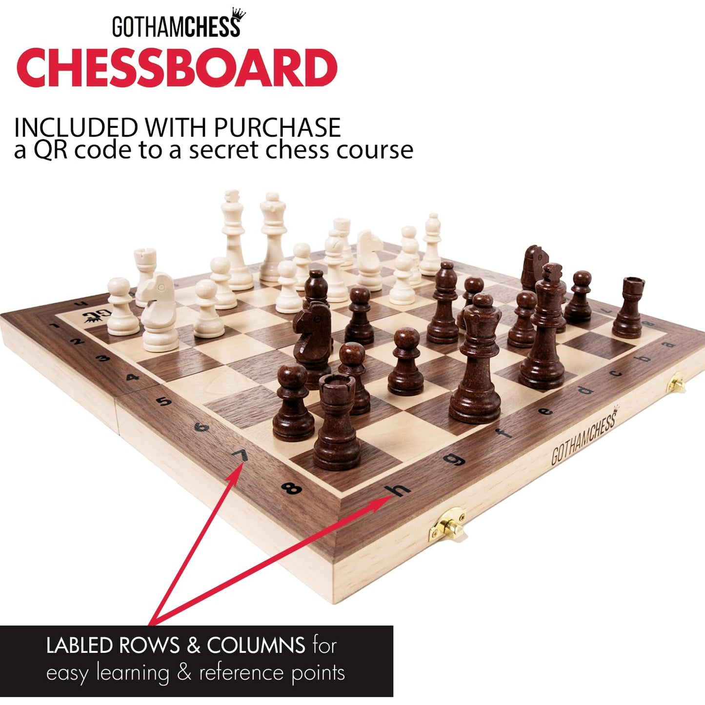 GothamChess Board | Foldable & Portable, Magnetic Chess Pieces, Organized Fitted Storage, Includes Course by International Master Levy Rozman, Game