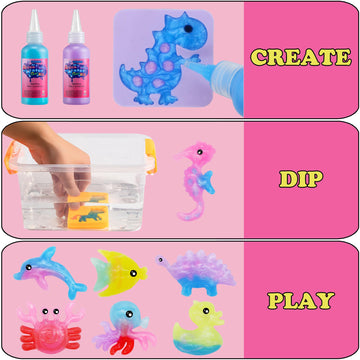 Golinkid Magic Water Elf Toy Kit,12 Bottles 18 Molds 70ML Aqua Fairy Water Gel Kit for Kids with Sparkling Magic Gel, Crate Your Own Magic Water Elf