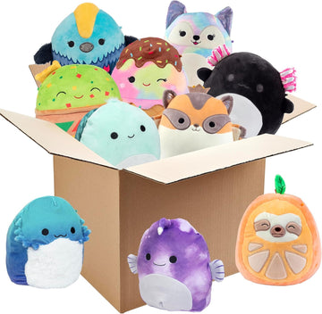 Squishmallows Mystery 3 Pack 8-Inch Plush Set - Official Jazwares Stuffed Animals Bundle, Soft Collectible Toys, Surprise Characters Gift for Kids