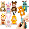 Haawooky 6 Pcs 4 Inch Mini Baby Dolls,Cute Small Baby Doll Toys with 8 Pcs Animal Clothes,Lifelike Realistic Reborn Tiny Baby Dolls for Kids Baby