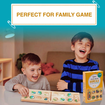 Regal Games Mancala Board Game - Fun Classic Table Game with Wooden Board for Adults & Kids - 48 Glass Mancala Beads & 2 Player Games - Ideal