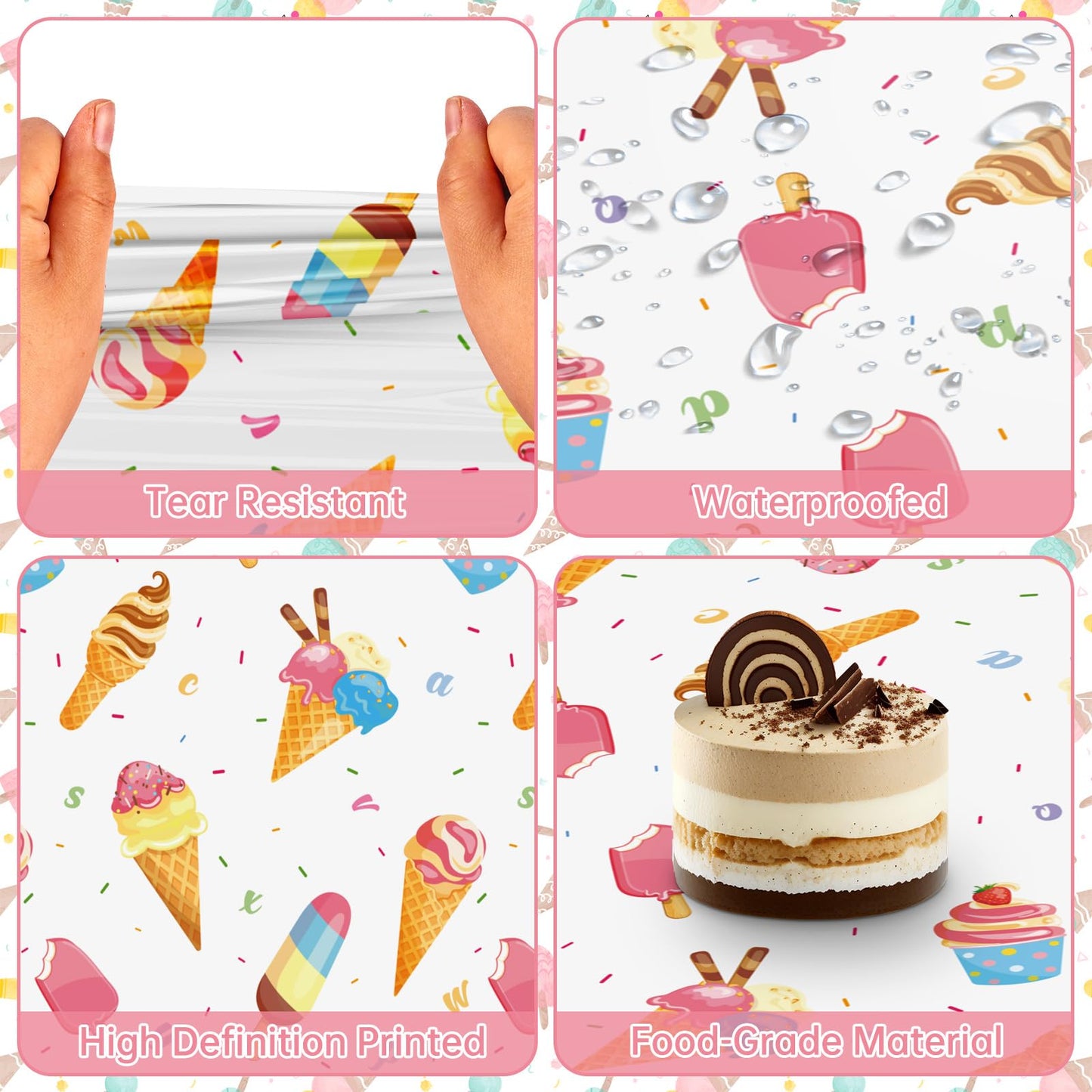 Ice Cream Party Decorations Tablecloth - 2 Pcs Ice Cream Table Cloth, Disposable Plastic Rectangle Summer Icecream Themed Table Cover for Kids