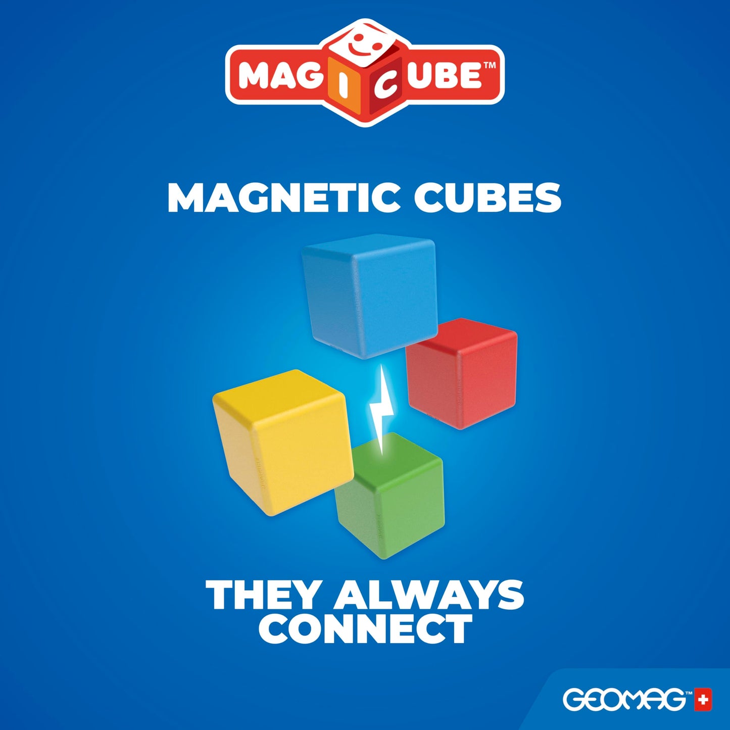 Geomag Magicube 8pcs Magnetic Blocks - Magnetic Building Blocks for Toddlers 1-3, Montessori Toys for 1+ Year Old, Autism Sensory Product, Magnets