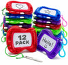 4E's Novelty Mini Magnetic Drawing Board for Kids - Pack of 12 - Backpack Keychain Clip Erasable Doodle Sketch Writing Pad, Birthday Party Favors