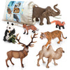 Volnau Safari Animal Figurines Toys 7PCS Asia Figures for Toddlers Kids Christmas Decoration Gift Preschool Educational Zoo Pack Elephant Camel Panda