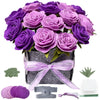 BAZIMA DIY Felt Flower Art Craft Kit, DIY Purple Rose Pot Bonsai Kit, Floral Gifts, Beginner Craft Kit, Arrange Pre-Cut Flowers and Foliage