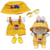 Compatible with Labubu - Casual Outfit Set for Collectible Figures - Yellow Overalls with Bucket Hat, Sunglasses & Boots - Fits Gen 1, 2, 3 (Yellow