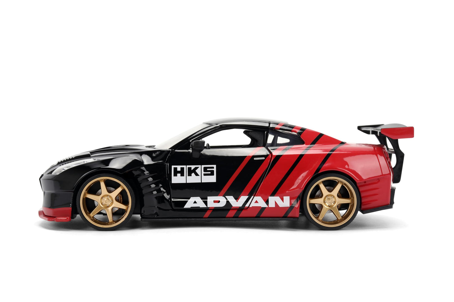 Jada 2009 Nissan GT-R Ben Sopra HSK Advan, Black/Red Toys 37022-1/24 Scale Diecast Model Car