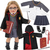 ebuddy 18 Inch Doll Clothes 10Pcs Magical School Outfit, Doll Costume with Wand & Glasses, Gift for Girls (No Doll)
