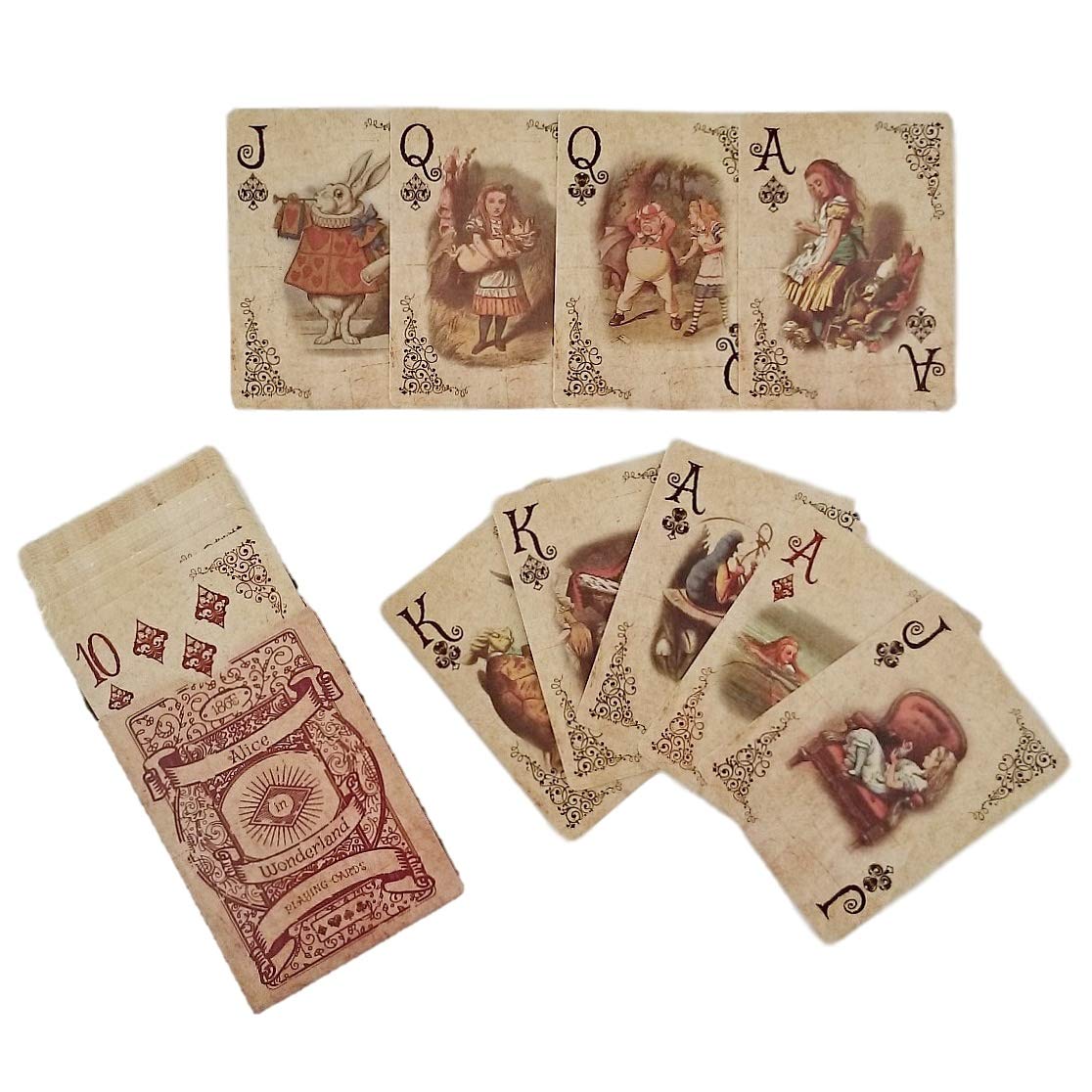 Alice Playing Cards - Complete Full Set for Themed Parties, Photo Props, Decorations and Games