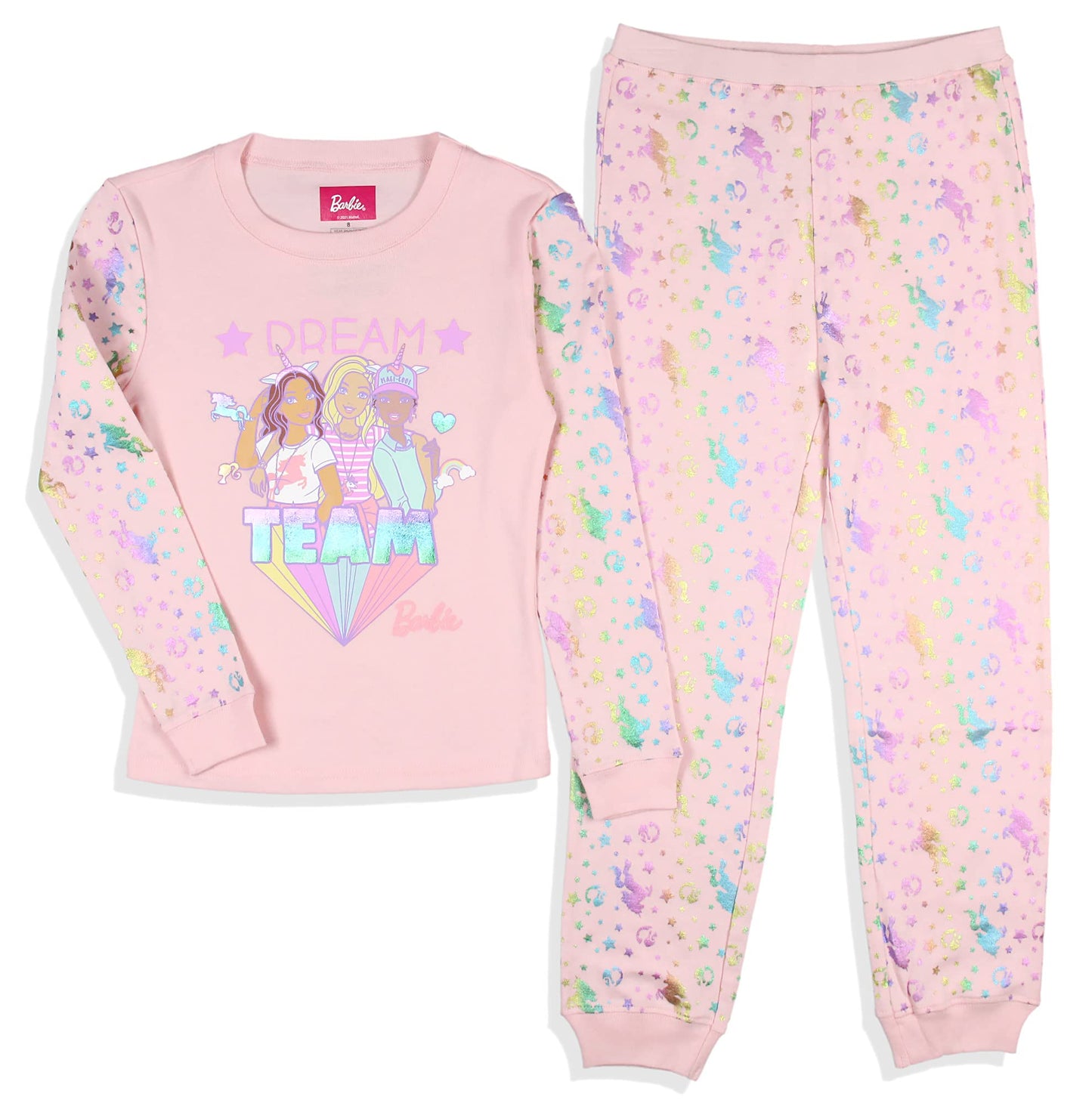 Mattel Girls' Barbie Dream Team Unicorn Best Friend Sleep Pajama Set (6)