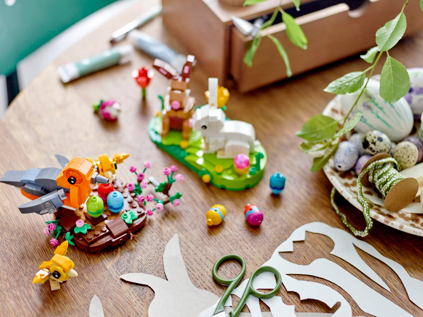 LEGO Easter Rabbits Display 40523 Building Toy Set, Includes Colorful Easter Eggs and Tulips, Easter Decorations