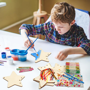 Fennoral 9 Pack Star Wind Chime Kit for Kids Make Your Own Starfish Wind Chimes for Girls Boys Ornaments DIY Coloring for Summr Art Project Party